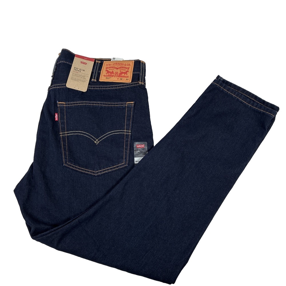 New Mens Levi's 512 Slim Taper Dark Wash Denim Jeans Size 38x30 NWT